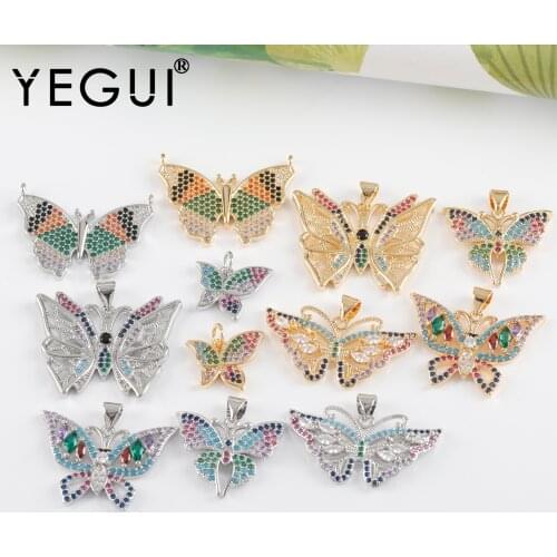 YEGUI M1080,jewelry accessories,18k gold plated,copper metal,rhodium plated,butterfly shape,jewelry making,diy pendants,2pcs/lot