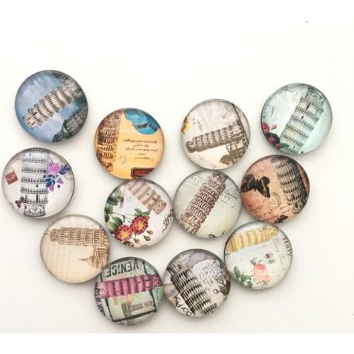 Free shipping (12pcs/lot)Leaning Tower of Pisa Crystal Glass Fridge magnet Round Message Sticker Souvenir Home Decor kids gift