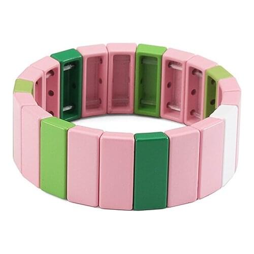 Little Girls Bracelet Pink Hematite Multicolor Square Stacking Tila Tile Bracelet Army Candy Boho Stretch Small Wrap Bracelet