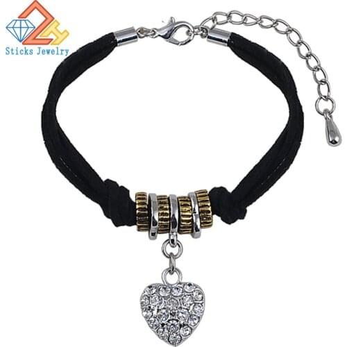 Crystal Heart Bracelets Fashion Jewelry Love Shiny Charm Bracelets for Woman Romantic