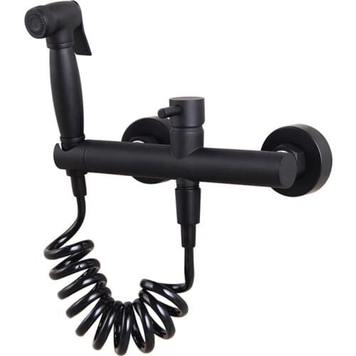 Black Handheld Toilet bidet sprayer set Kit Brass Hand Bidet faucet for Bathroom hand sprayer shower head self cleaning