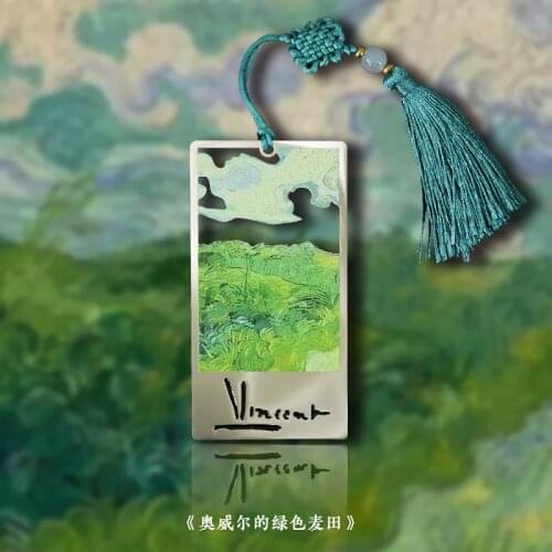 Van Gogh "Orwells Green Wheat Field" Colored Metal Bookmarks Museum Art Series Souvenirs Decorative Pendants Student Stationery