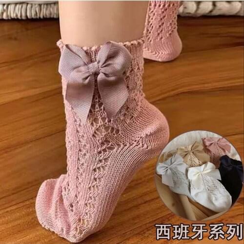 Breathable Soft Cotton Newborn Socks Summer Bow Baby Sock Solid Color Princess Baby Girl Socks Infant Anti-slip Short Sox 0-5Y