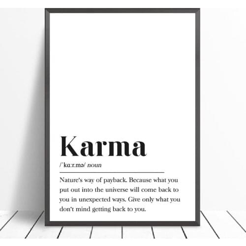 Karma Definition Print Happy Wall Art Canvas Painting Motivation Gift Typography Buddhism Poster Law of Attraction Prints Decor