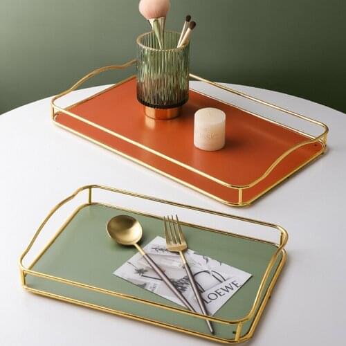 Ceramic Storage Tray Metal Frame Storage TrayBedroom Cosmetics and Skin Care Products StorageBathroom Lotion Bottle Storage Tray