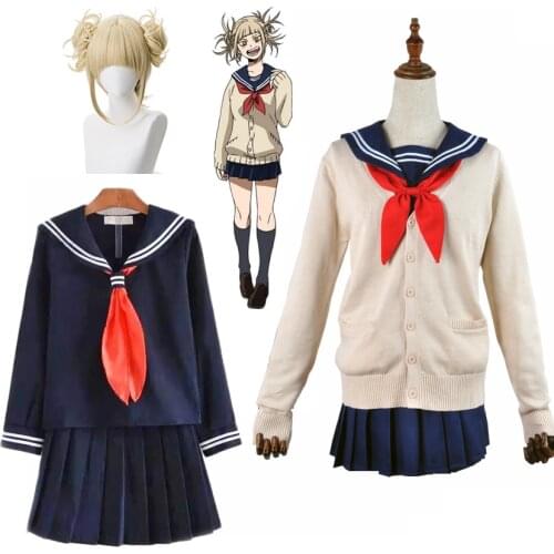 My Hero Academia Cosplay Himiko Toga Costume Anime Cosplay Boku no Hero Academia JK Uniform Women Sailor Suits with Wig C62C49