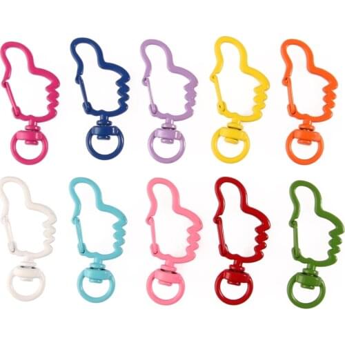 3*34mm 5pcs/lot Metal Thumb Shape Hollow Keychain Split Key Ring Swivel Lobster Clasp Connector For Bag Belt Dog Mask Chains DIY