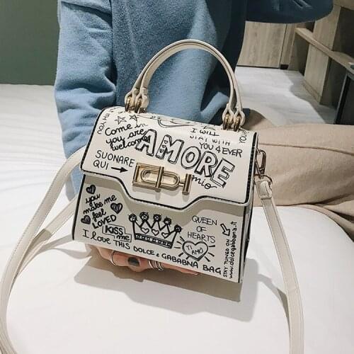 Fashion Graffiti Women Handbags PU Leather Small Flap Bag Luxury Crossbody Bags for Women Clutch Purse 2021 New Shoulder Bags