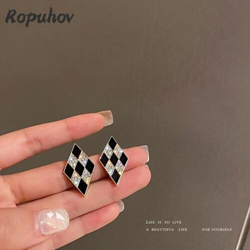 ROPUHOV 2021 New Korean Trendy 925 Silver Needle Korea Personalized Diamond Inlaid Design Earrings Fashion High-grade Earrings