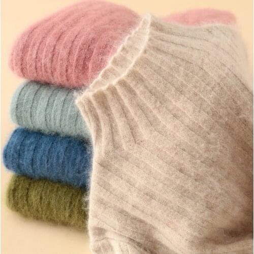 Autumn and winter new high-neck mink sweater womens sweater thick warmth pullover sweater ladies slim long-sleeved sweater