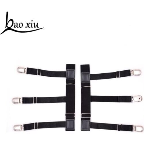 High Qualit Black Polyester Women men Stockings Garter 2.5cm width Clasps Garter Elastic Mens T-shirt Strap Belt accessories