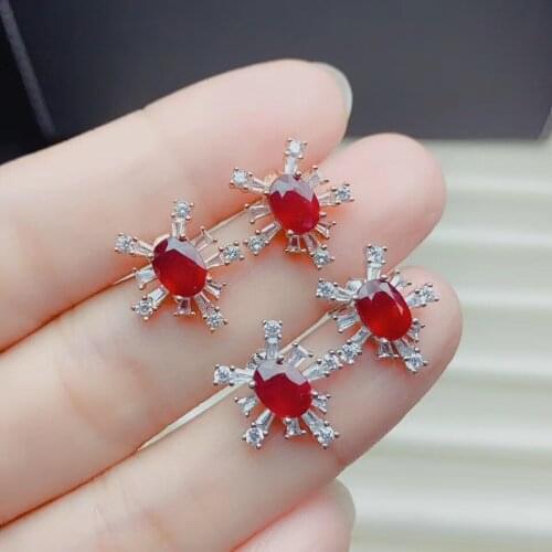 100% Natural And Real Ruby Earring 925 sterling silver Fine jewelry For men women Earring