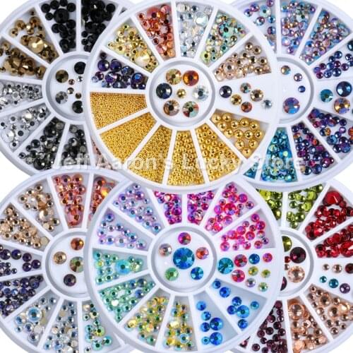 Mixed style flat back 3d strass nail art decorations rhinestones wheel crystal gem glitter nails accessoires supplies tools