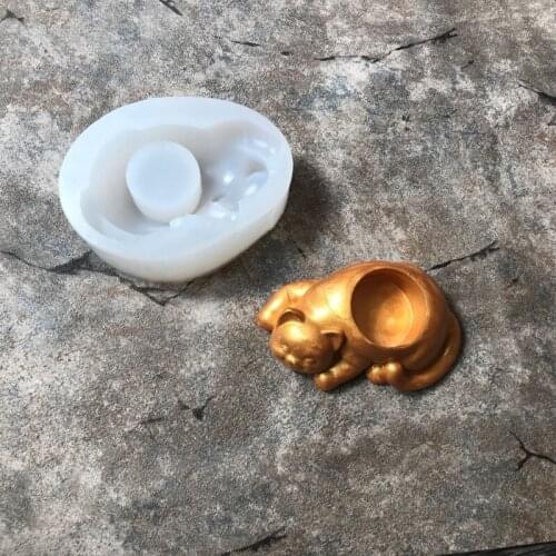 Cat Shape Silicone Flower Pot Mold DIY Cactus Succulent Planter Candlestick Gypsum Mould Garden Home Decor Table Crafts
