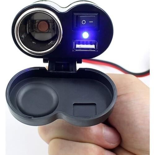 Waterproof Motorcycle Electric bike Universal Handlebar Mobile Phone USB Charger 2A with Cigarette Lighter