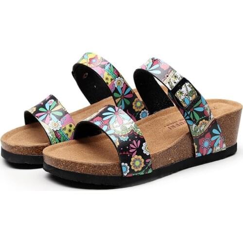 Womens Cork Slippers 2021 Summer New Slope with Open Toe Large Size Thick Bottom Beach Shoes