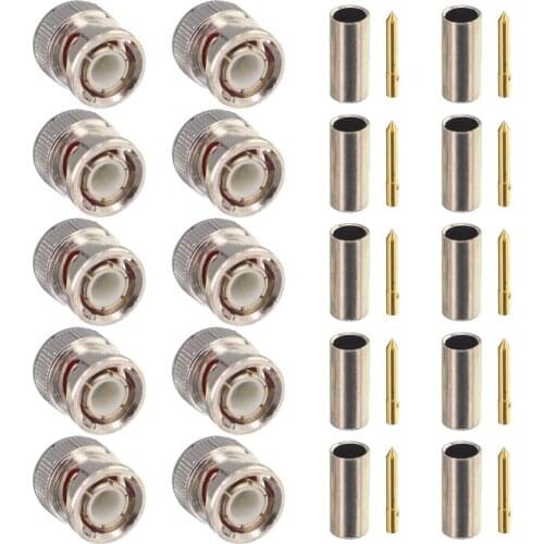 10 Pieces BNC male plug RF connector crimp for RG174 RG316 LMR100 cable