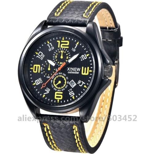 100pcs/lot Xinew 5545A Gentleman Watches With Calendar Watches Simple Wristwatch For Men Arab Number Scale Clock