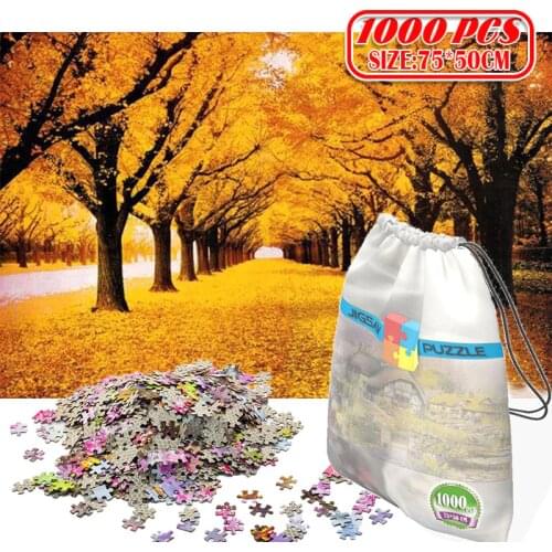 1000Pcs 3D Paper Jigsaw Puzzle for adults kids toys puzzles wooden Educational Toys Decoration Stickers Golden Tree
