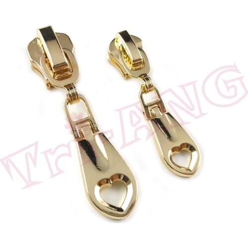 20pcs/lot, Stylish Heart Shape 5# Metal Zipper Sliders for Metal/Resin/Nylon Zippers