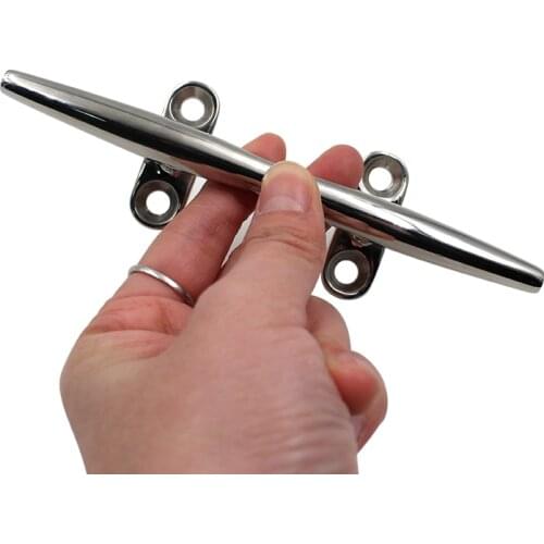 4"6"8"10"12" Boat Dock Rope Line Cleat Marine Grade 316 Stainless Steel Mooring Slim Bar Deck Cleat Open Base Stud Mount