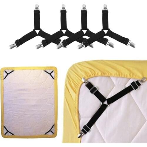 4pcs New Elastic Cover Blankets Grippers Holder Bed Sheet Clip Mattress Fasteners Fixing Slip-Resistant Belt Clip Home Living