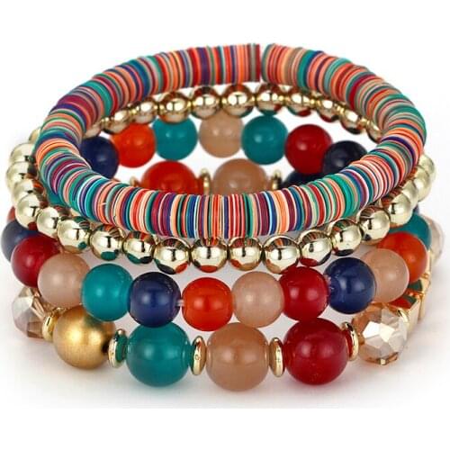 4Pcs/set Boho Bracelets & Bangles Sets For Women Fashion Beaded Crystal Charm Bracelets Female Trendy Wedding Jewelry 2020