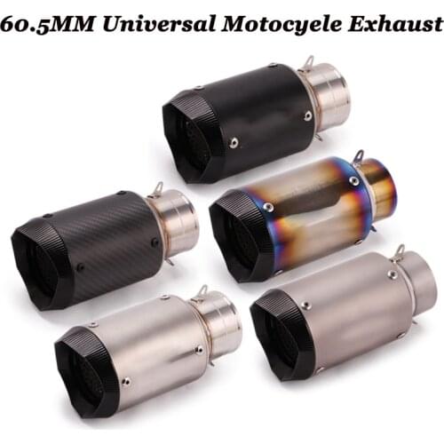 60mm Universal Motorcycle Exhaust Muffler Carbon Titanium alloy Exhaust Escape moto Pipe Motorbike Tail Tube mini muffler lowly