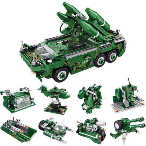681Pcs 3 Changes Tank Plain 8 In 1 Missile Vehicle Models Educational Building Blocks Toys For Boys 6Years DIY Birthday Gift