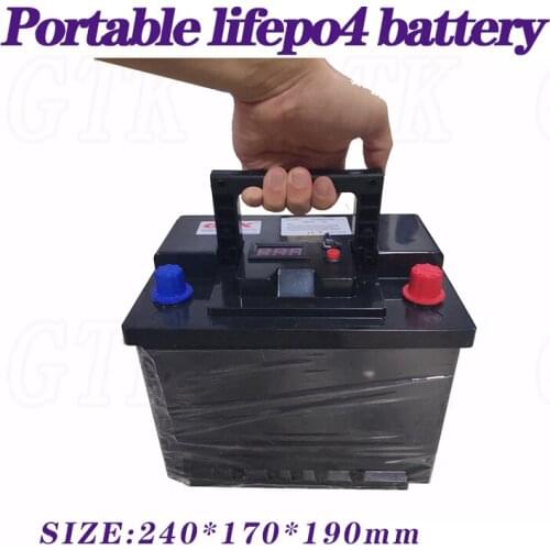 Lifepo4 12V 60AH battery with BMS electric bike xenon lamp led fishing lamp golf cart + 6A charger