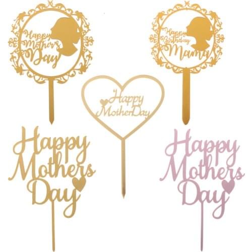 Happy Birthday Mommy Daddy Acrylic Cake Topper Gold Mirror Cake Topper For Father Mother Birthday Party Cake Decorations