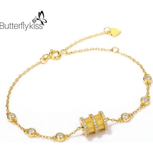 BK White Zircon Bracelets For Women 2.92g 100% S925 Vintage Fashion Luxury Party Engagement Elegant Fine Jewelry