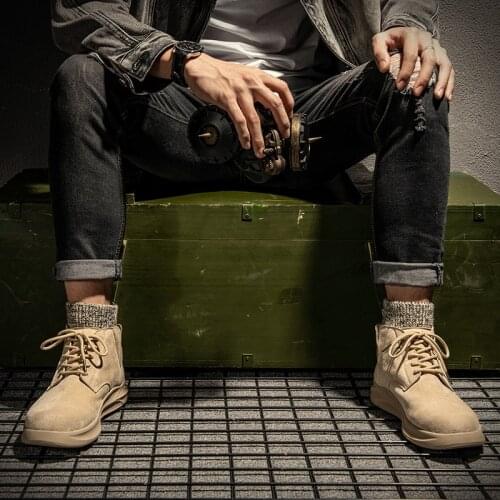 Martin boots, mens winter casual high-rise boots, Korean version fashion, mens cotton shoes, socks, snowshoes