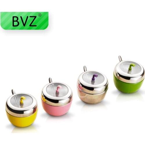 BVZ Stainless Steel Seasoning Pot Colorful Seasoning Jar Pepper Bottle Salt Sugar Seasoning Box With Cover Kitchen Accessories