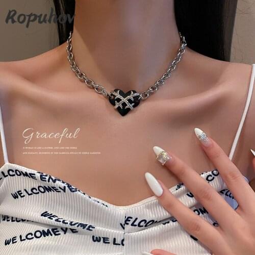 ROPUHOV 2021 New Korean Trendy Korean Hip-hop Wind Thorn Love Necklace Collarbone Chain Sweet Cool High Neck Chain Jewelry