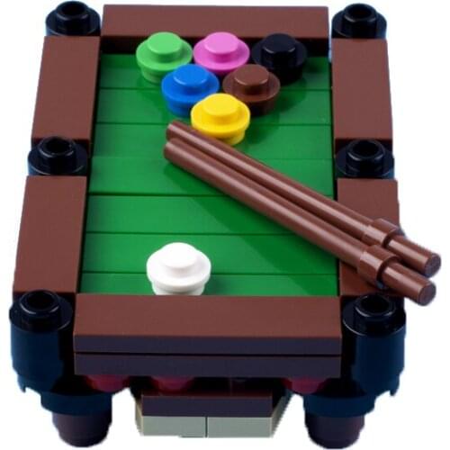 City Pool Table Mini Building Blocks Bricks Family Desktop Games Billiards Children Puzzle Scene Accessories Toy Birthday Gifts