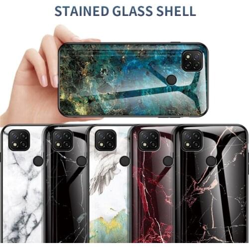 For Xiaomi Redmi 9 Case Tempered Glass With Soft TPU Frame Shockproof Back Cover For Xiaomi Redmi 9A 9C Phone Case Coque Fundas