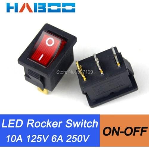 100pcs packing rocker switch light T85 illuminated electric mini rocker switch on off 3pins 2positions automotive rocker switch