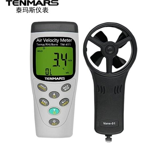 TM-411/412/413/414 Anemometer Air Flow Meter Wind Speed/Air Volume/Temperature and Humidity/Atmospheric Pressure Gauge