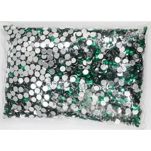Emerald Color 1.5~12mm Flat Back Round Acrylic Rhinestones Beads,3D Acrylic Nail Art / Garment Decoration