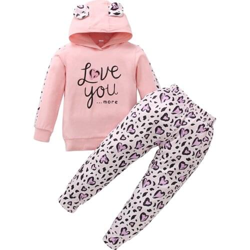 2021-06-02 Lioraitiin 0-6Years Toddler Baby Girl 2Pcs Autumn Clothing Set Hooded Letter Printed Top Long Pants Outfit