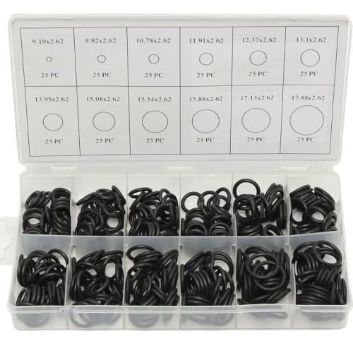 300Pcs/Set 12 SizesTap Washer Kit Holdtite Jumper Valves O Ring EC Body Washers Seals 9.19-17.88mm Black Oring
