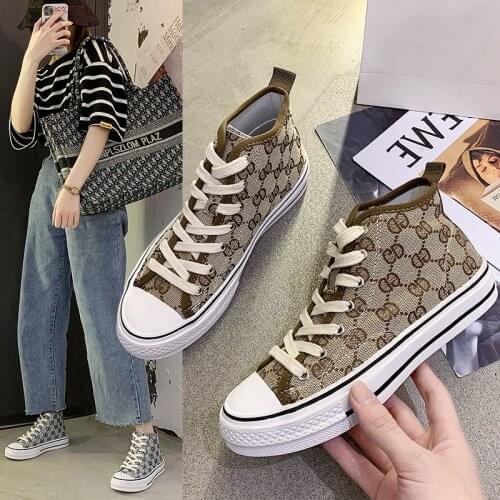 High Top Canvas Shoes Women Brand Design Female Vulcanized Sneakers Footwear Trainers Lace-up Breathable Outdoor Driving Flats