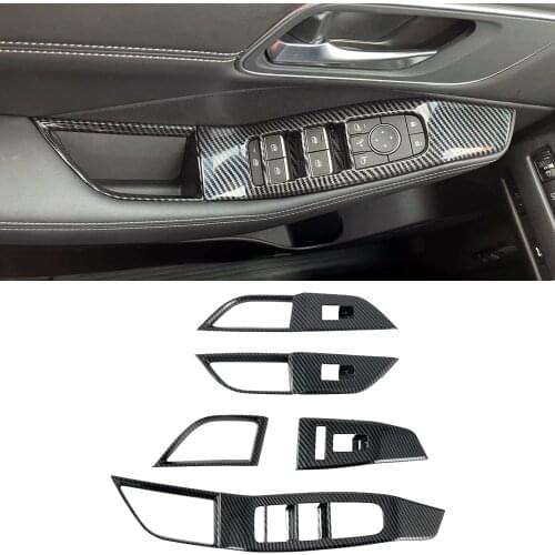 LHD! Car Styling 5PCS Carbon Fiber Printed Interior Window Switch Regulator Cover Trim for Nissan Rogue X-Trail T33 2021 2022