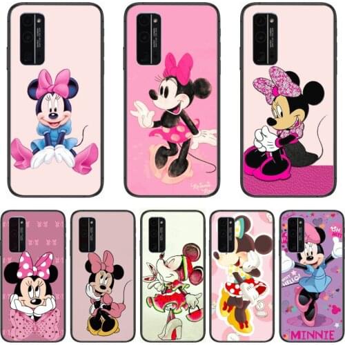 Phone Mobile Case Disney Cute Minnie Mouse Phone Case Hull For Huawei Honor 8 9 10 20 30 A S Lite Pro 5g i Black Back Soft
