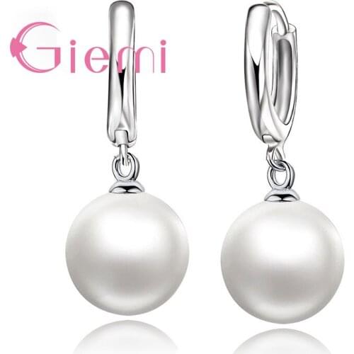 Trendy Best Fashion One Pair Pearl Earring Brincos 925 Sterling Silver Pearl Earrings White Dangle Earrings For Women