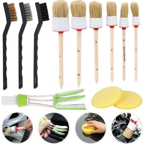 Car Detailing Brush Set pack of 12 Car Cleaning Brushes Air Conditioner Brush For Car Leather Air Vents Rim Cleaning Dust Clean