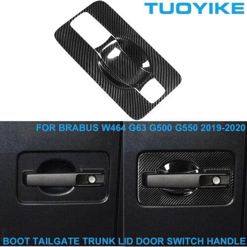 Real Carbon Fiber Boot Tailgate Trunk Lid Door Switch Handle Cover Trim Sticker For Mercedes BENZ W464 G63 G500 G550 2019-2020