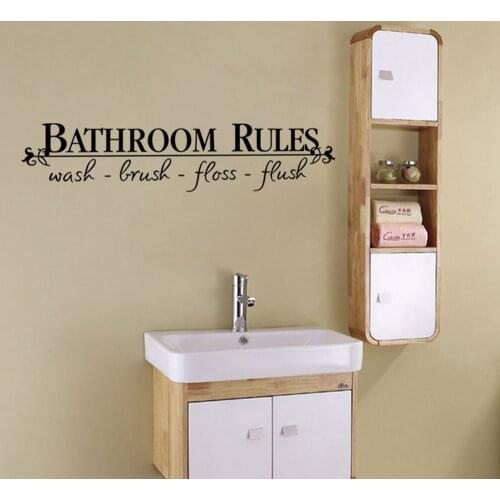 Bathroom Rules Art Wall Stickers Vinyl Removable Decals Mural Home Room Decor Waterproof Kitchen Pvc Room Home Decor 2021 Hot