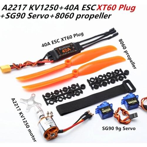 New style Brushless Motor A2217 2217 1100KV / 1250KV / 2300KV Brushless 40A ESC SG90 Servo 8060/1060 for RC High Speed Fixing